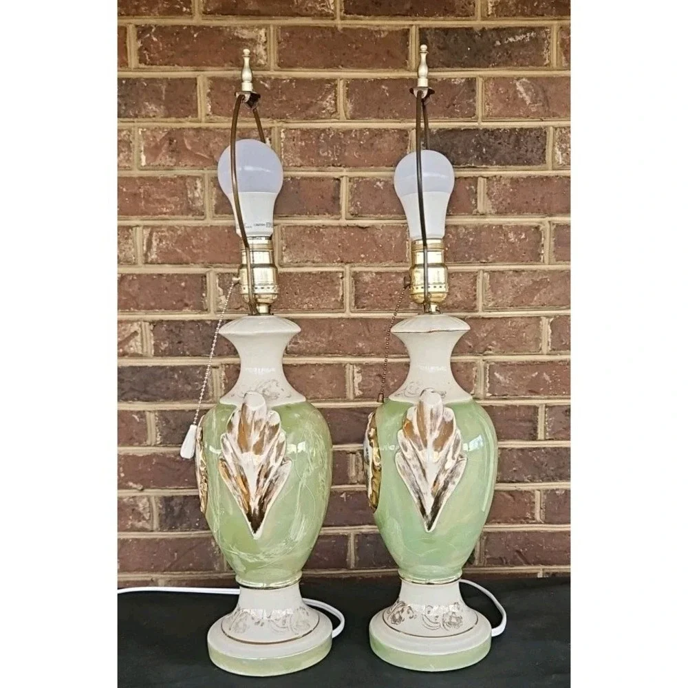 Set Of Vintage Martha and George Washington Table‎ Lamp Bases, Gilded Colonial